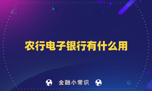 农行电子银行有什么用