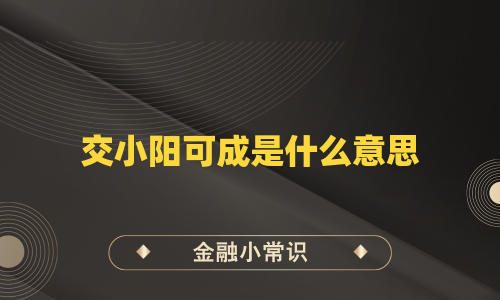 交小阳可成是什么意思