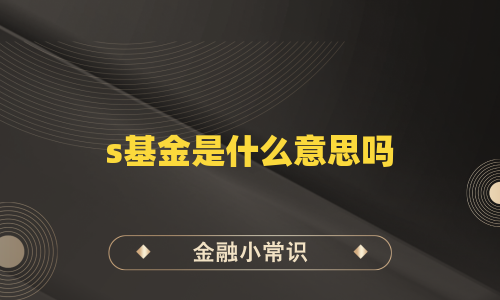 s基金是什么意思吗