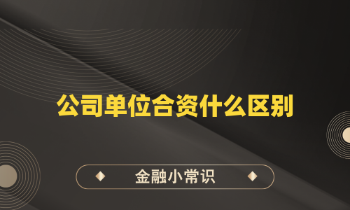 公司单位合资什么区别