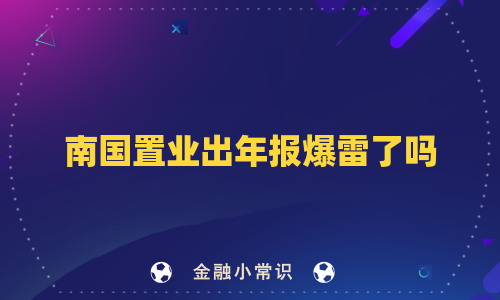 南国置业出年报爆雷了吗